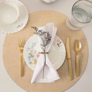 NEW Bundle of 12 - Burlap Placemats 15 Inch Round Reusable Natural Jute Fibers